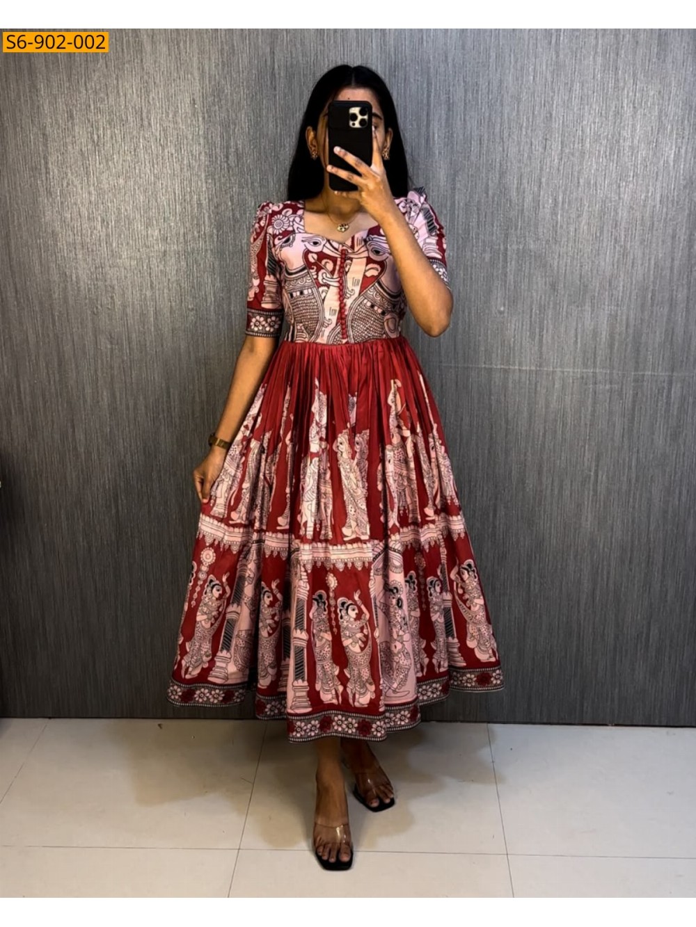Red Fancy Muslin kalamkari Printed Maxi Red Fancy Muslin kalamkari Printed Maxi