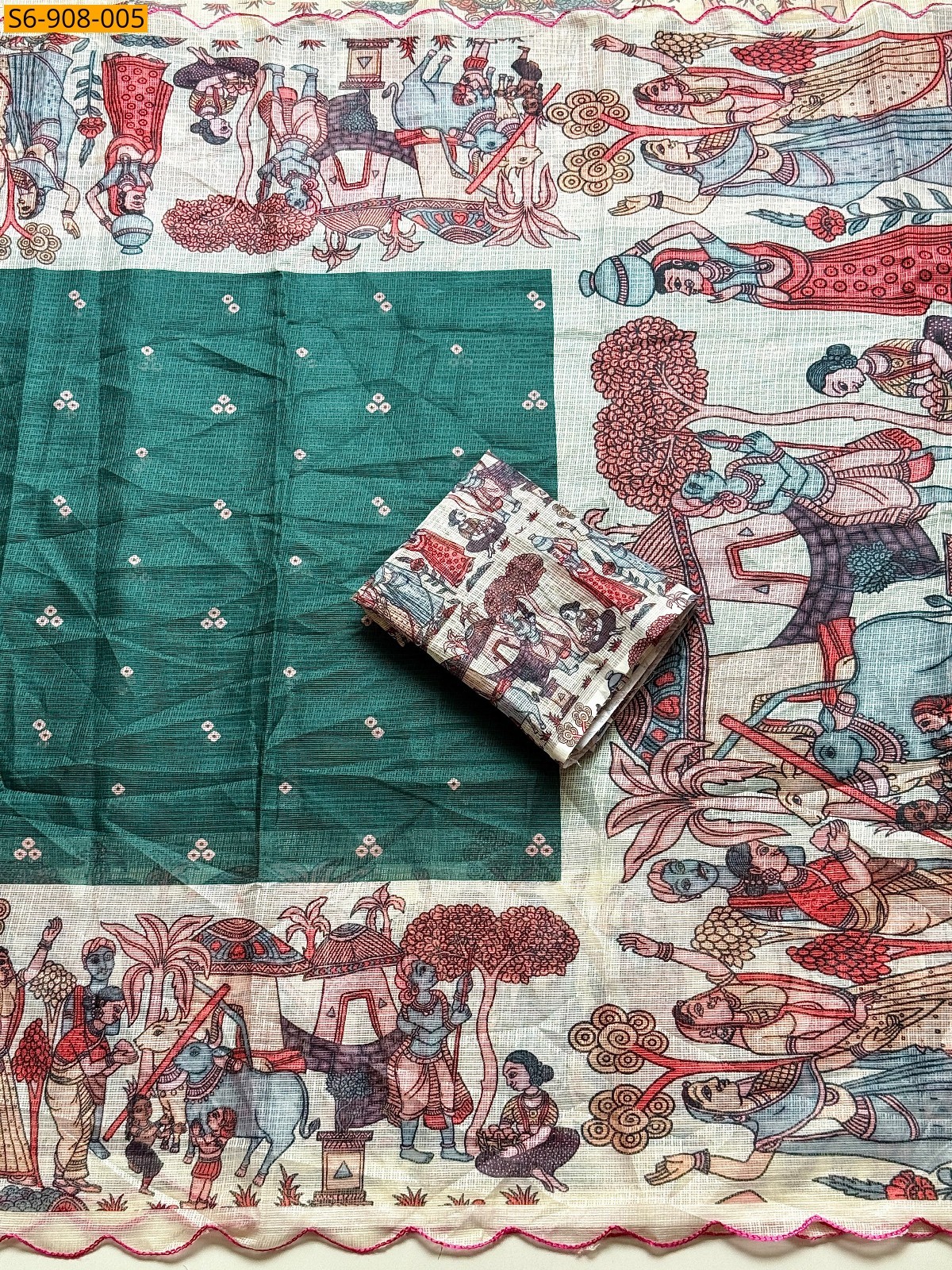 Green Fancy Kota Checks saree