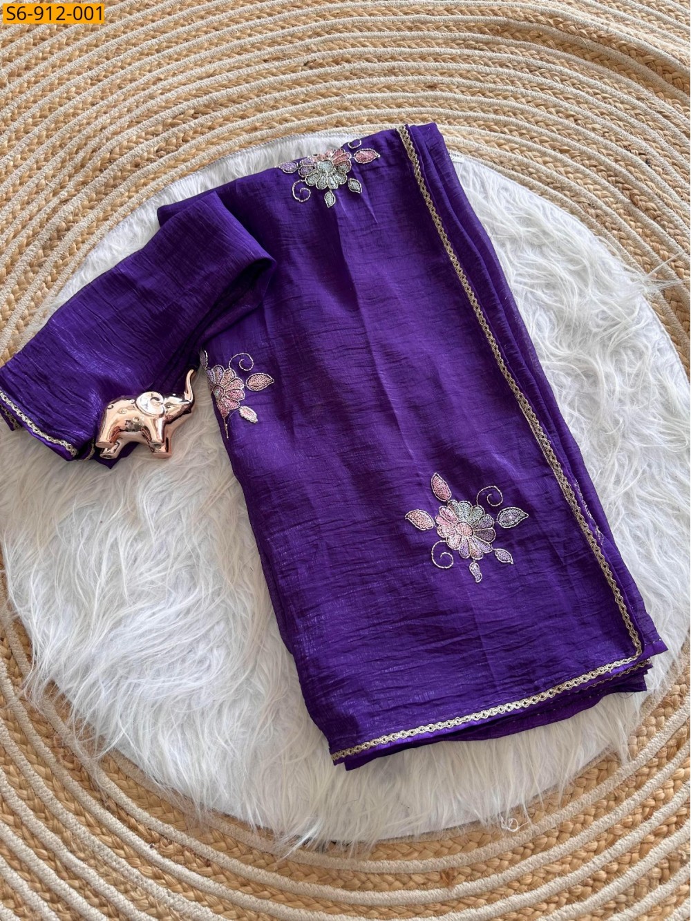 Violet Fancy Soft Crunchy Saree Violet Fancy Soft Crunchy Saree