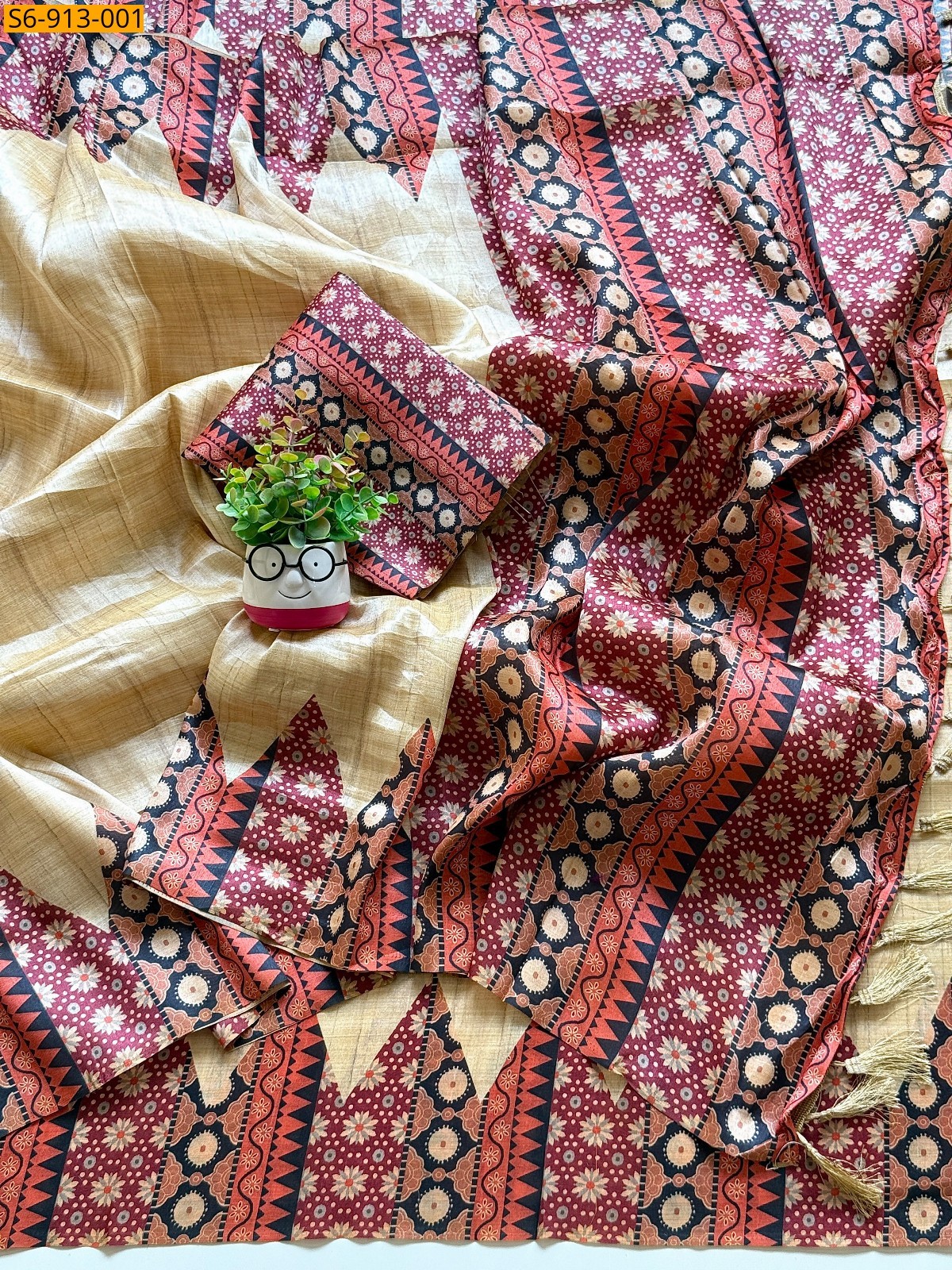 Sandal Fancy Cotton silk Saree