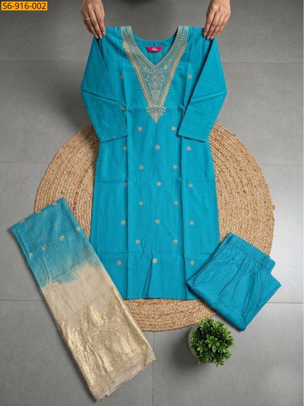 Fancy Roman Silk kurti pant duppatta Set