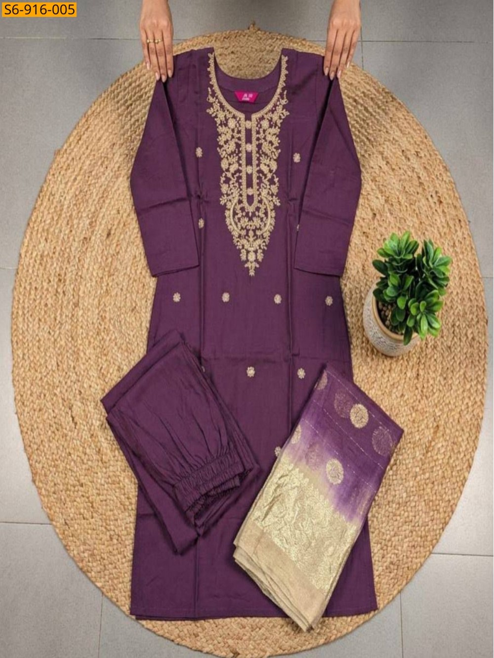 Fancy Roman Silk kurti pant duppatta Set