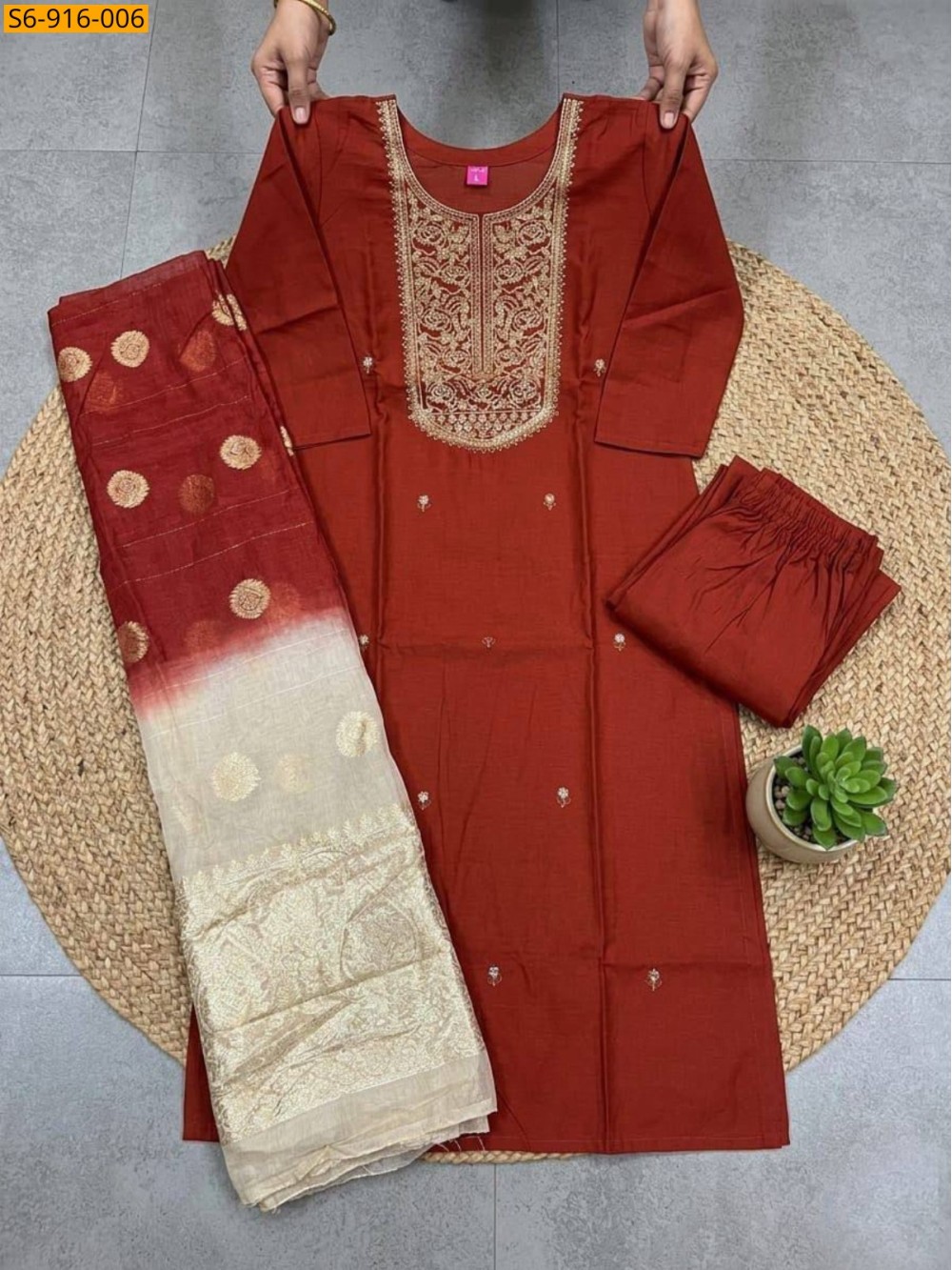 Fancy Roman Silk kurti pant duppatta Set