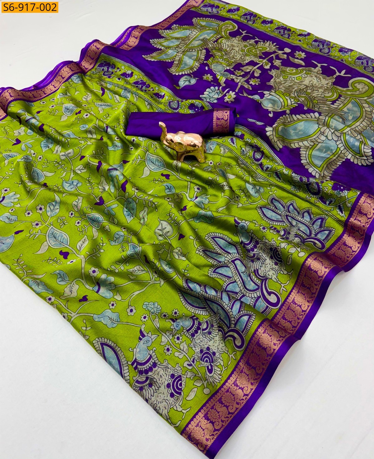 Green Fancy Soft Dola Silk Saree