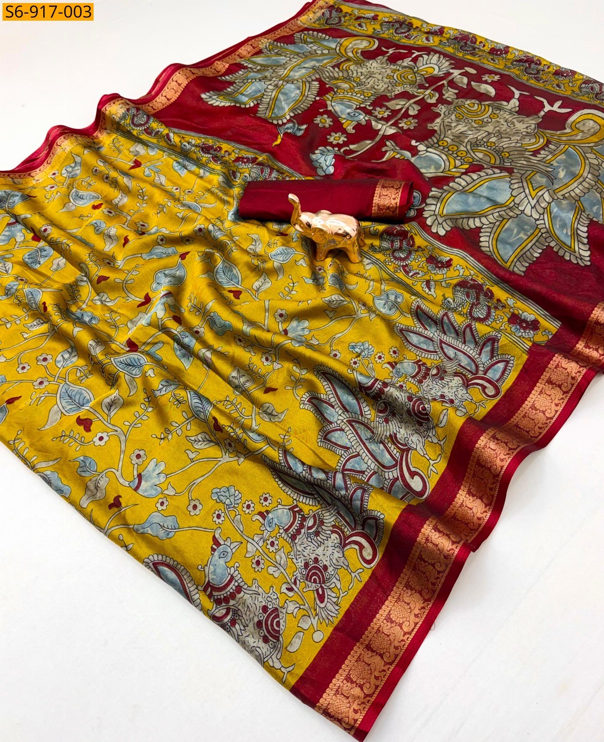 Mustard Fancy Soft Dola Silk Saree