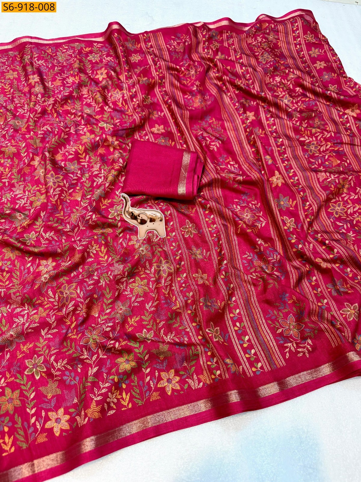 Pink Fancy Soft Tusser Saree