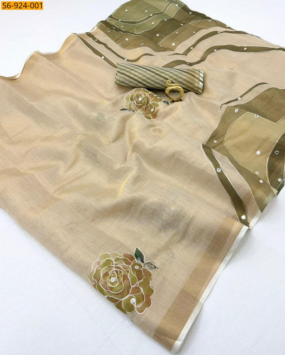 Cream Fancy Soft Erode Zari Silk Sarees