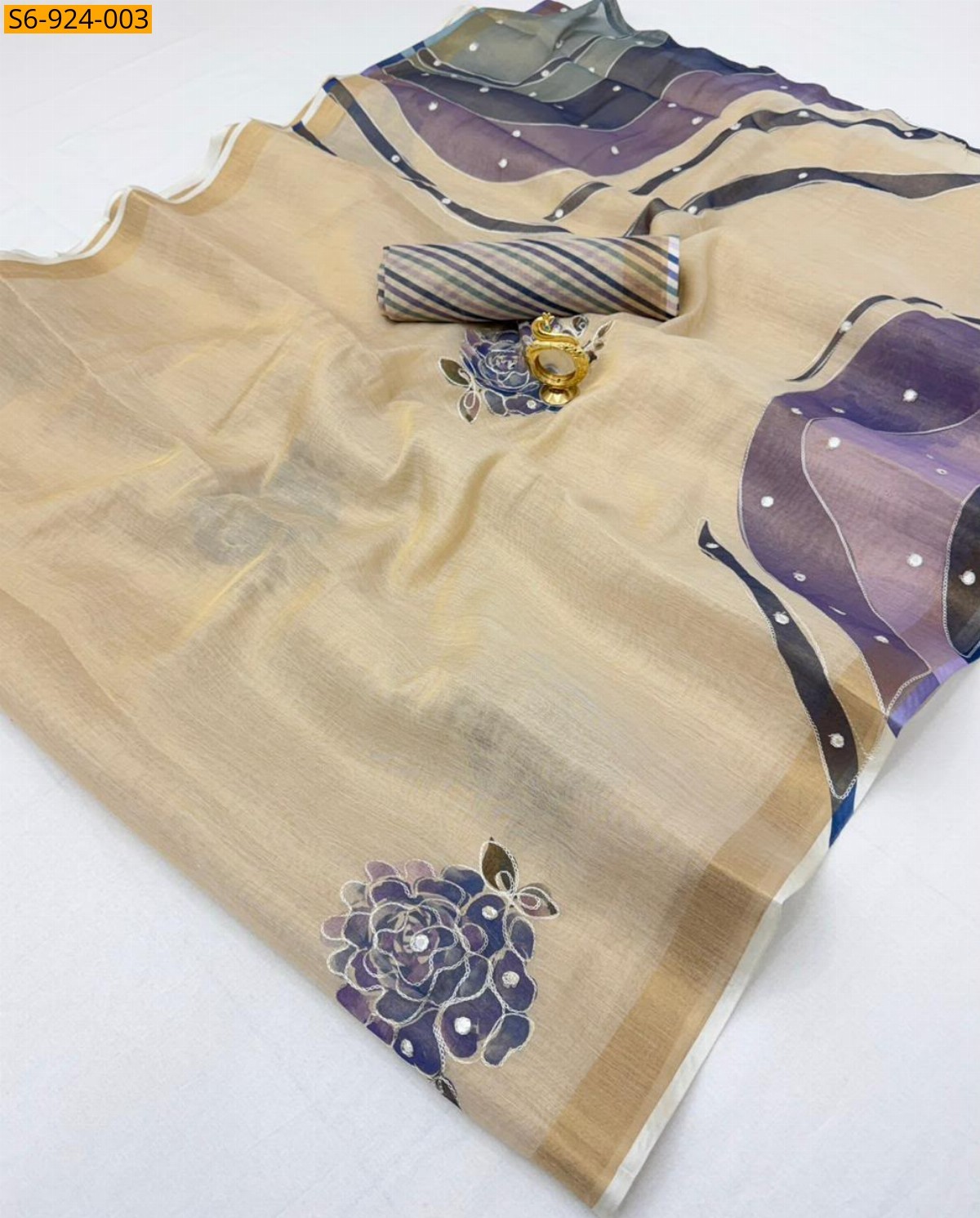 Cream Fancy Soft Erode Zari Silk Sarees