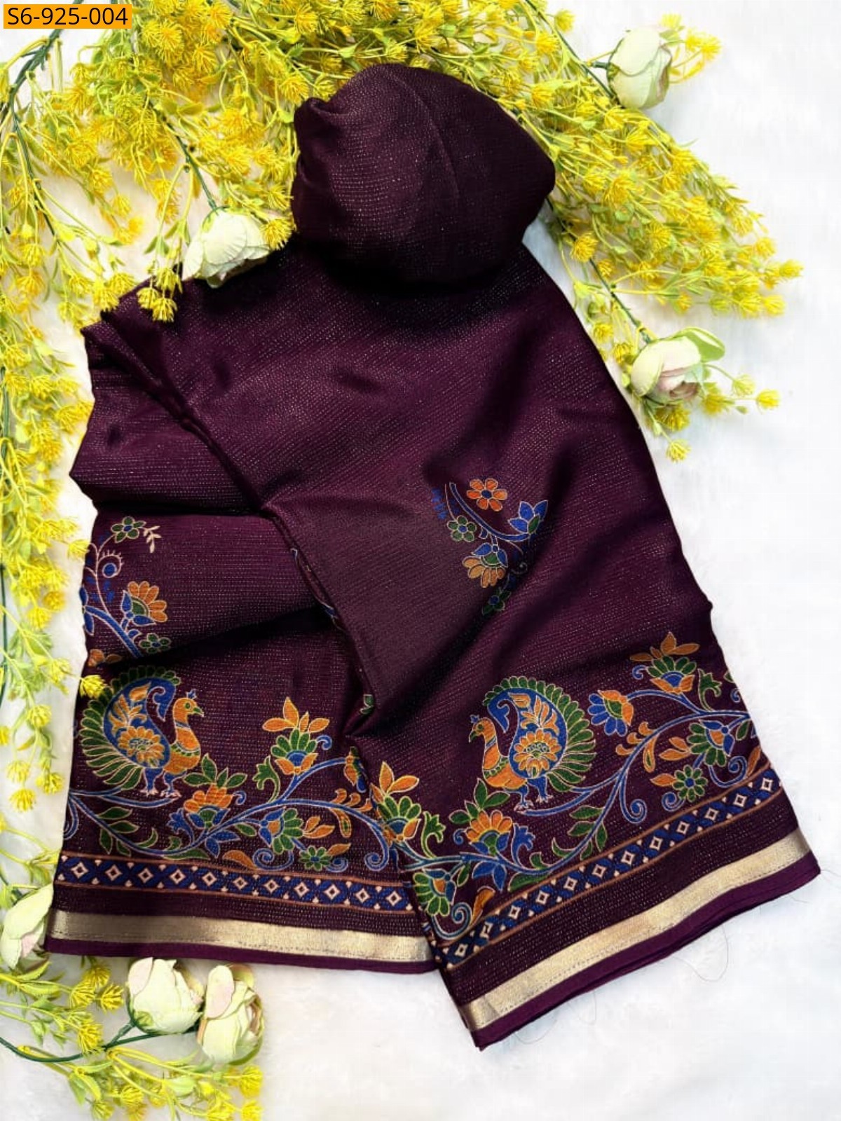 Wine Fancy Chinnon Silk Sarees