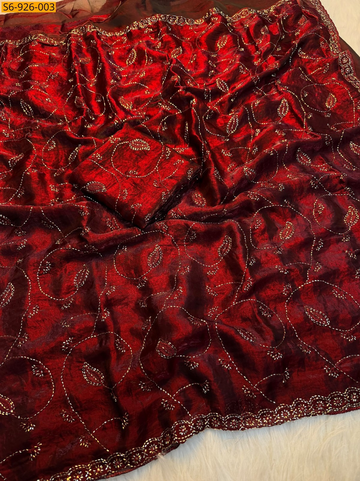 Maroon Fancy Fendy Satin Sarees