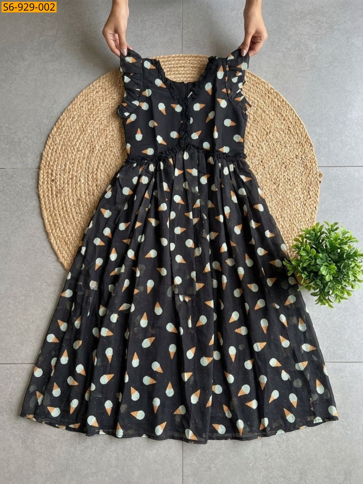 Black Fancy Chanderi cotton Maxi