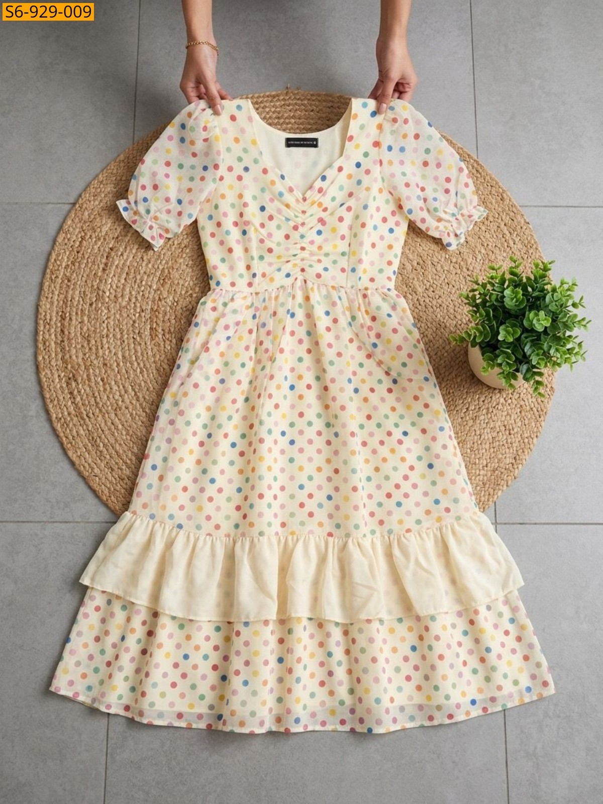 Yellow Fancy Chanderi cotton Maxi