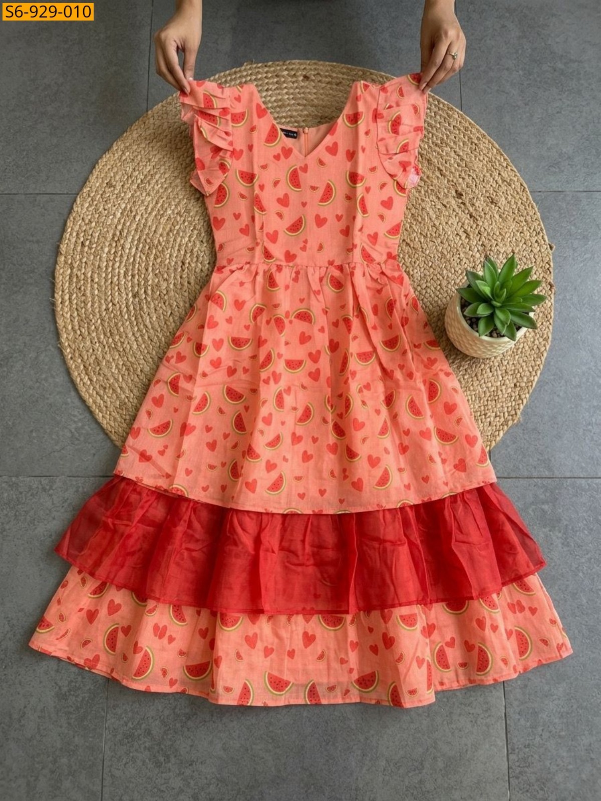 Peach Fancy Chanderi cotton Maxi