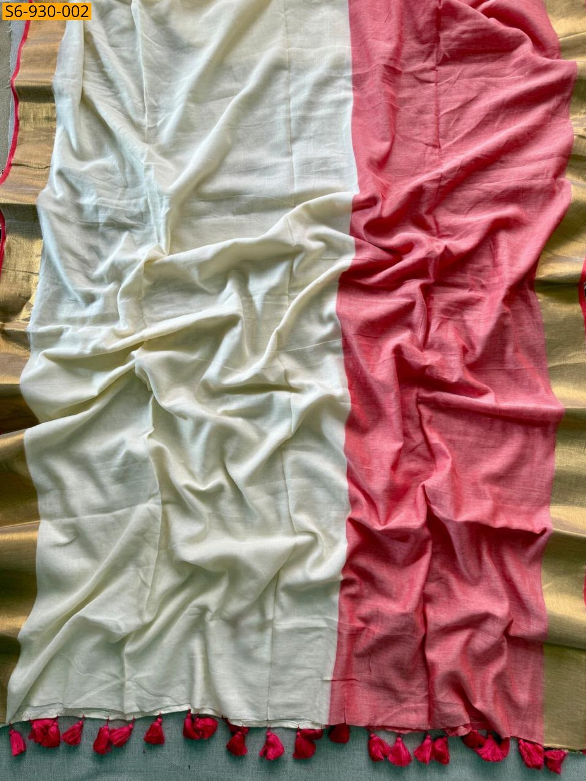 Red Fancy Mul Cotton Sarees