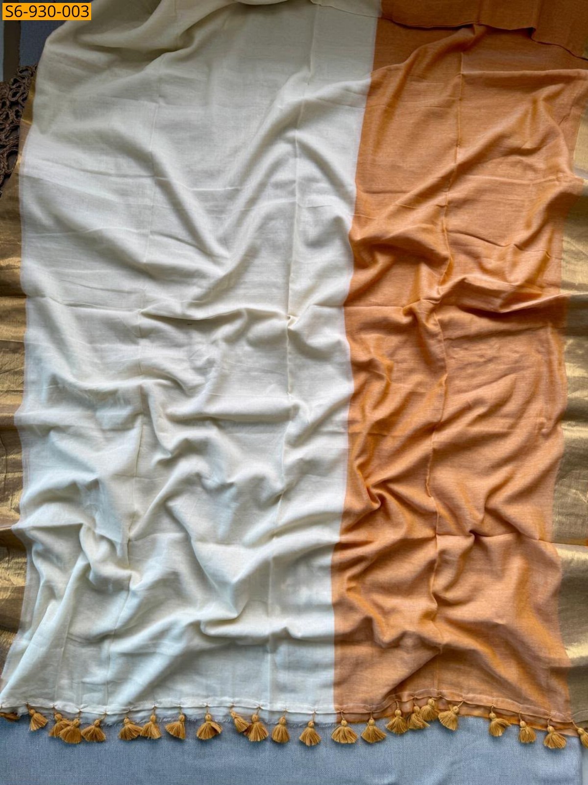 Orange Fancy Mul Cotton Sarees