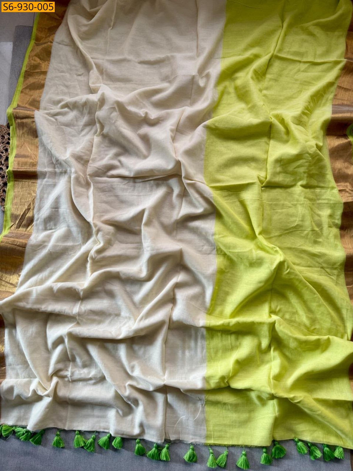 Green Fancy Mul Cotton Sarees