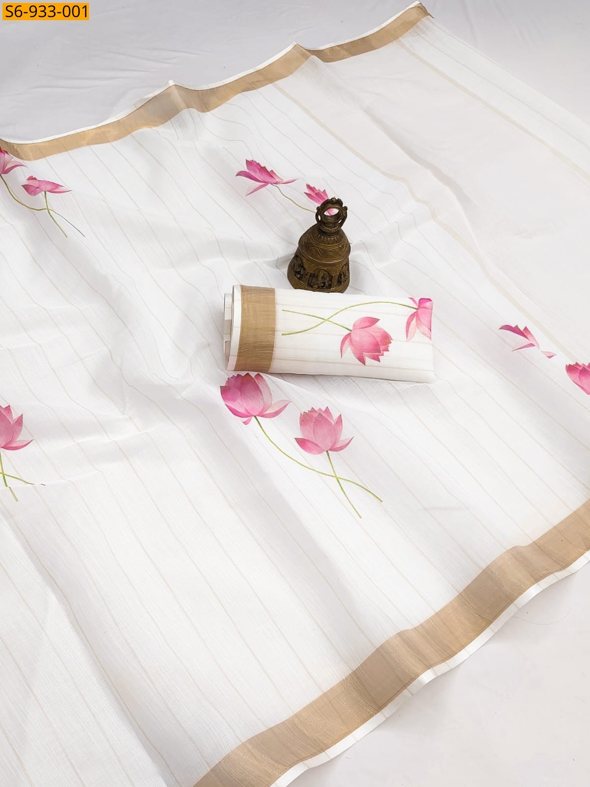 White Fancy Linen Sarees