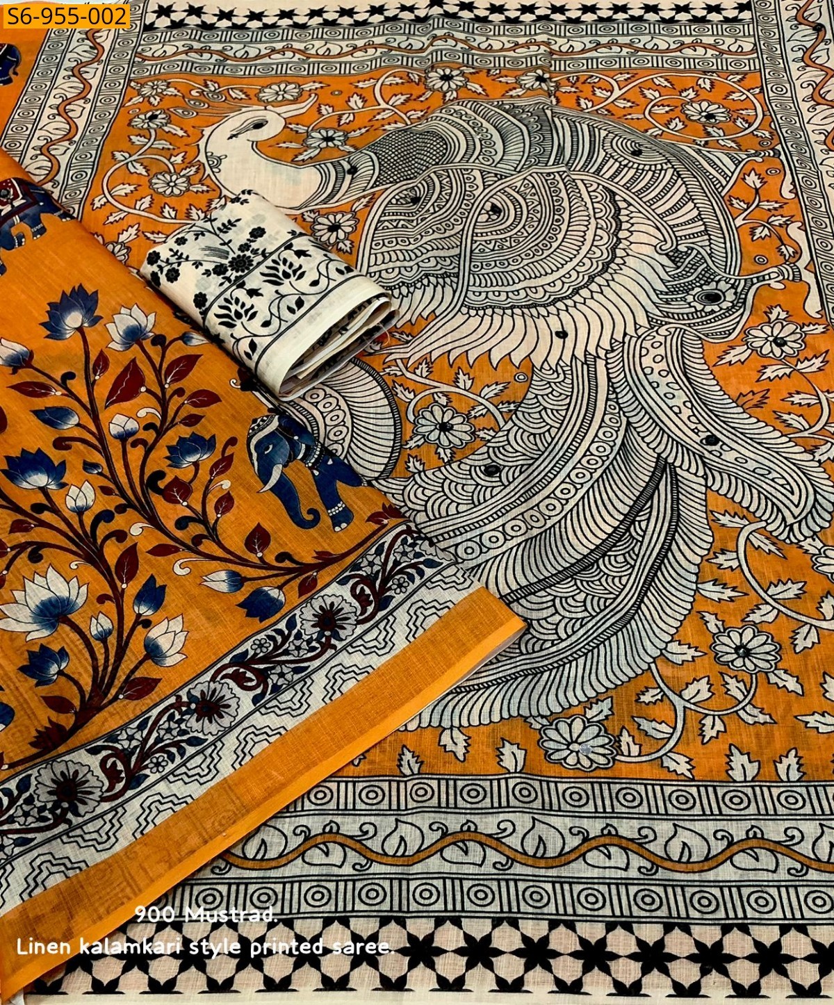 Light Orange Fancy Soft Linen Saree