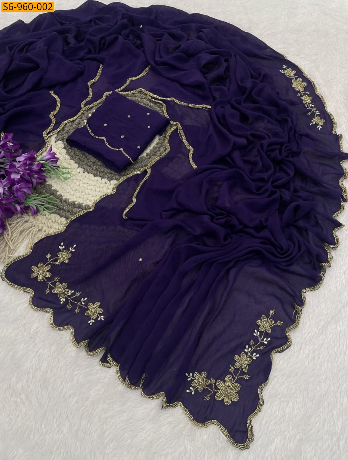 Violet Fancy Rangoli Crush Saree