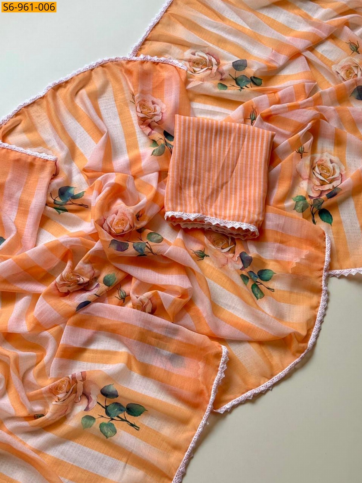 Peach Fancy Alpino Chiffon Saree