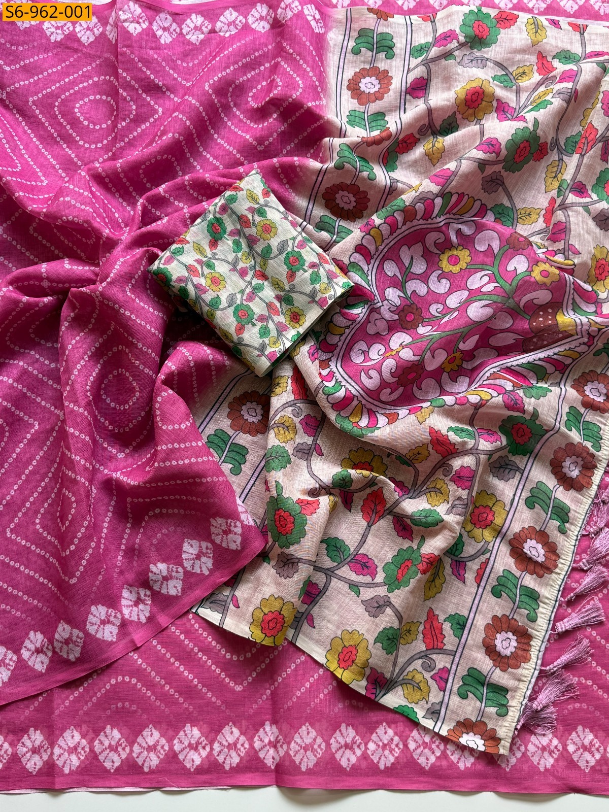Yellow Fancy Soft Cotton Linen Saree