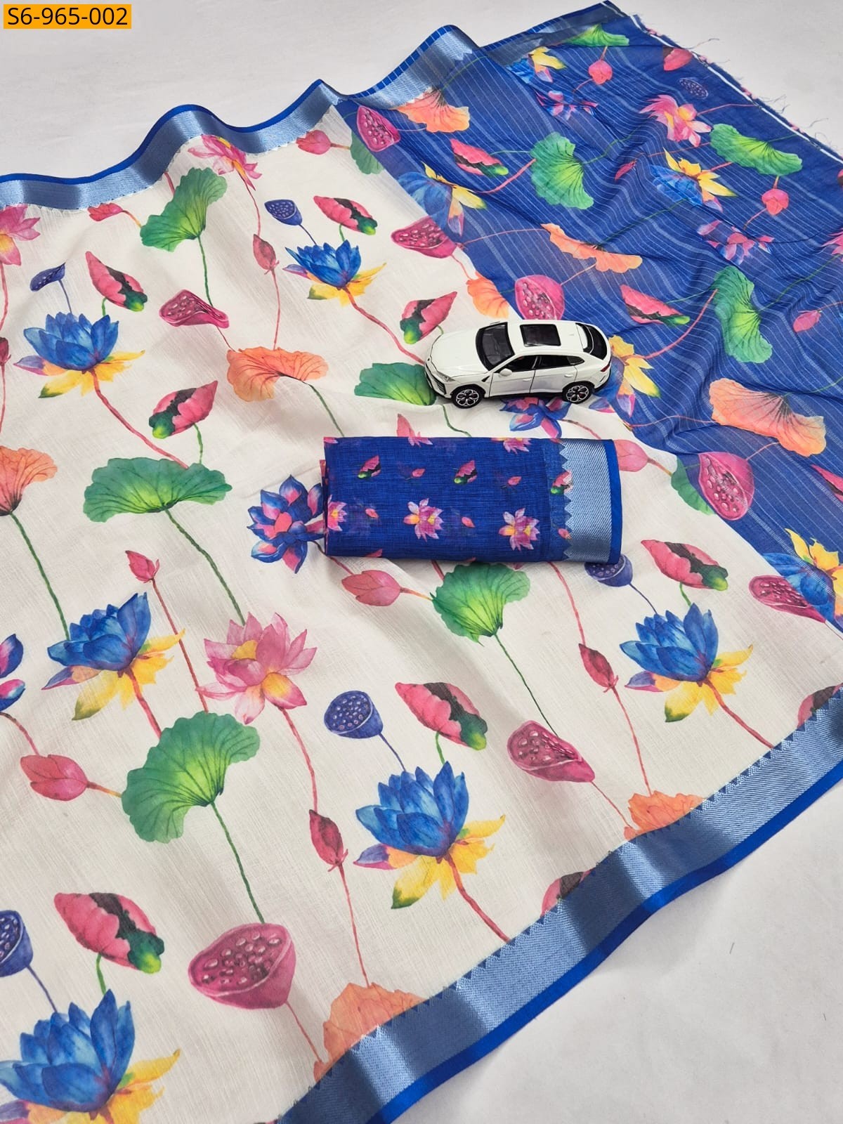 Off White Fancy Soft Linen Saree