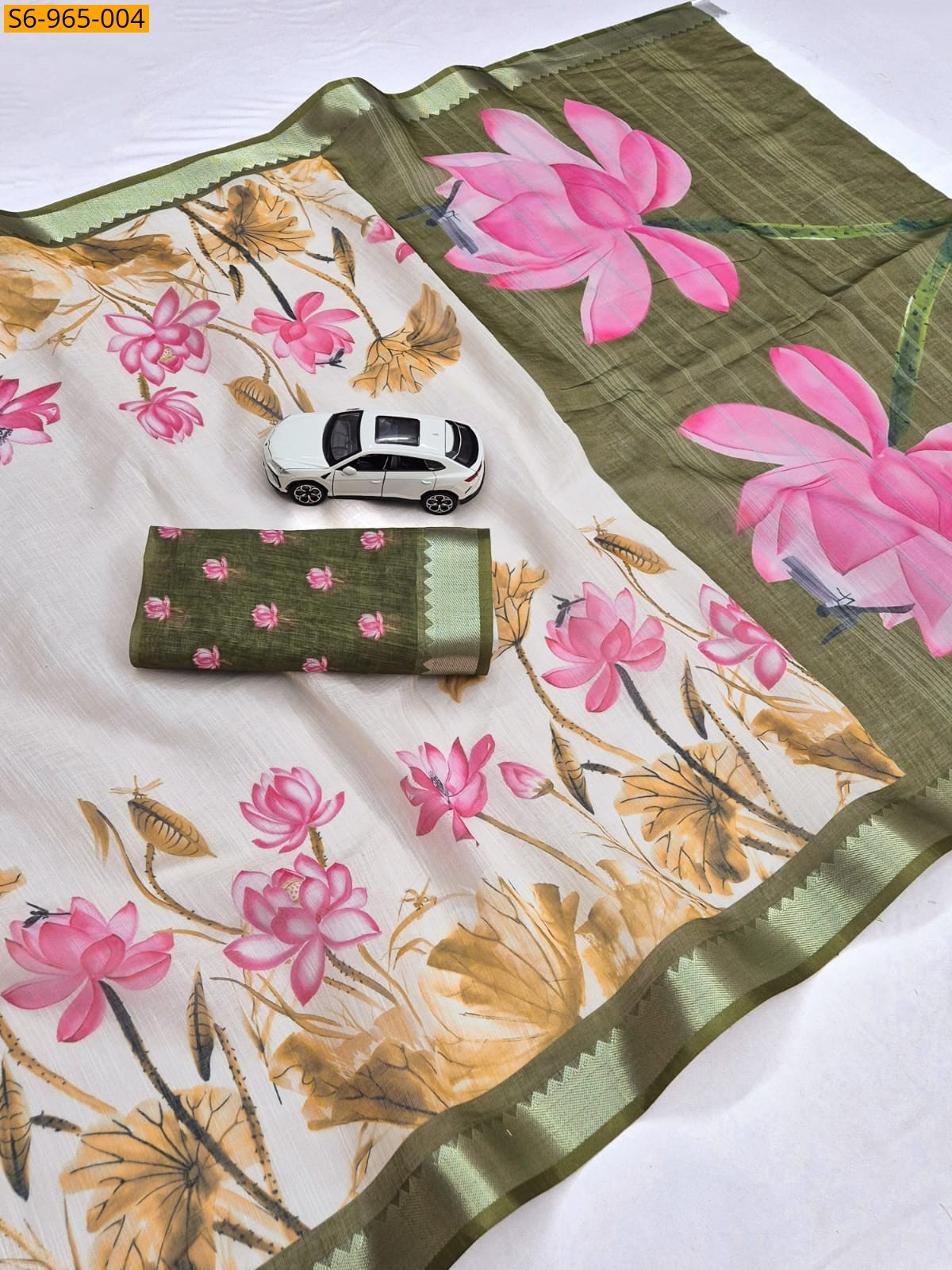 Off white Fancy Soft Linen Saree