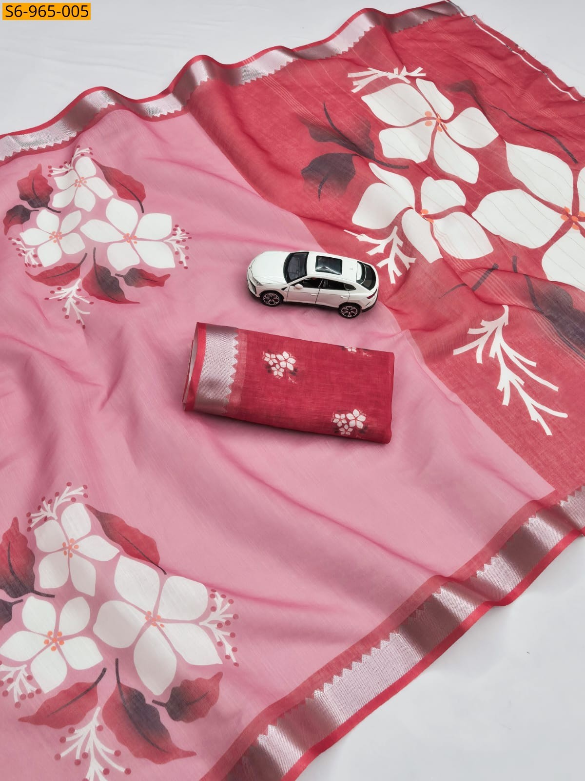 Pink Fancy Soft Linen Saree