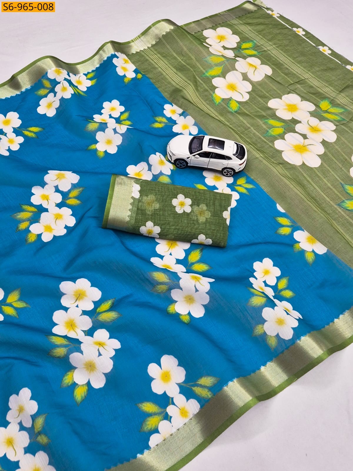 Blue Fancy Soft Linen Saree