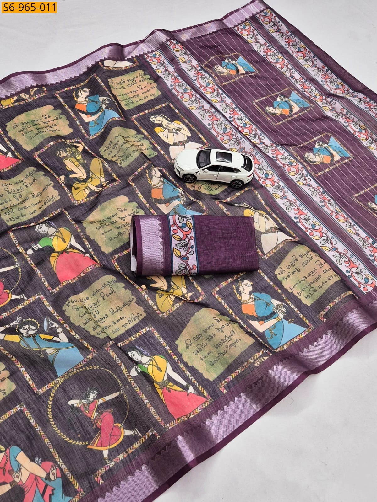 Gray Fancy Soft Linen Saree