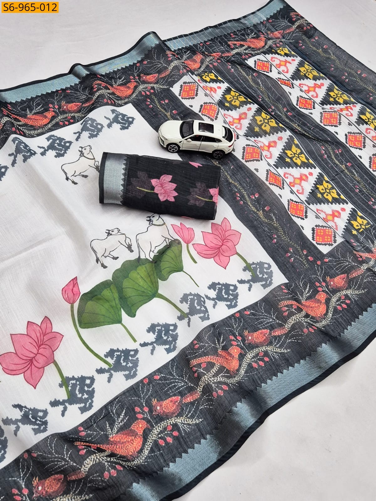 Off White Fancy Soft Linen Saree