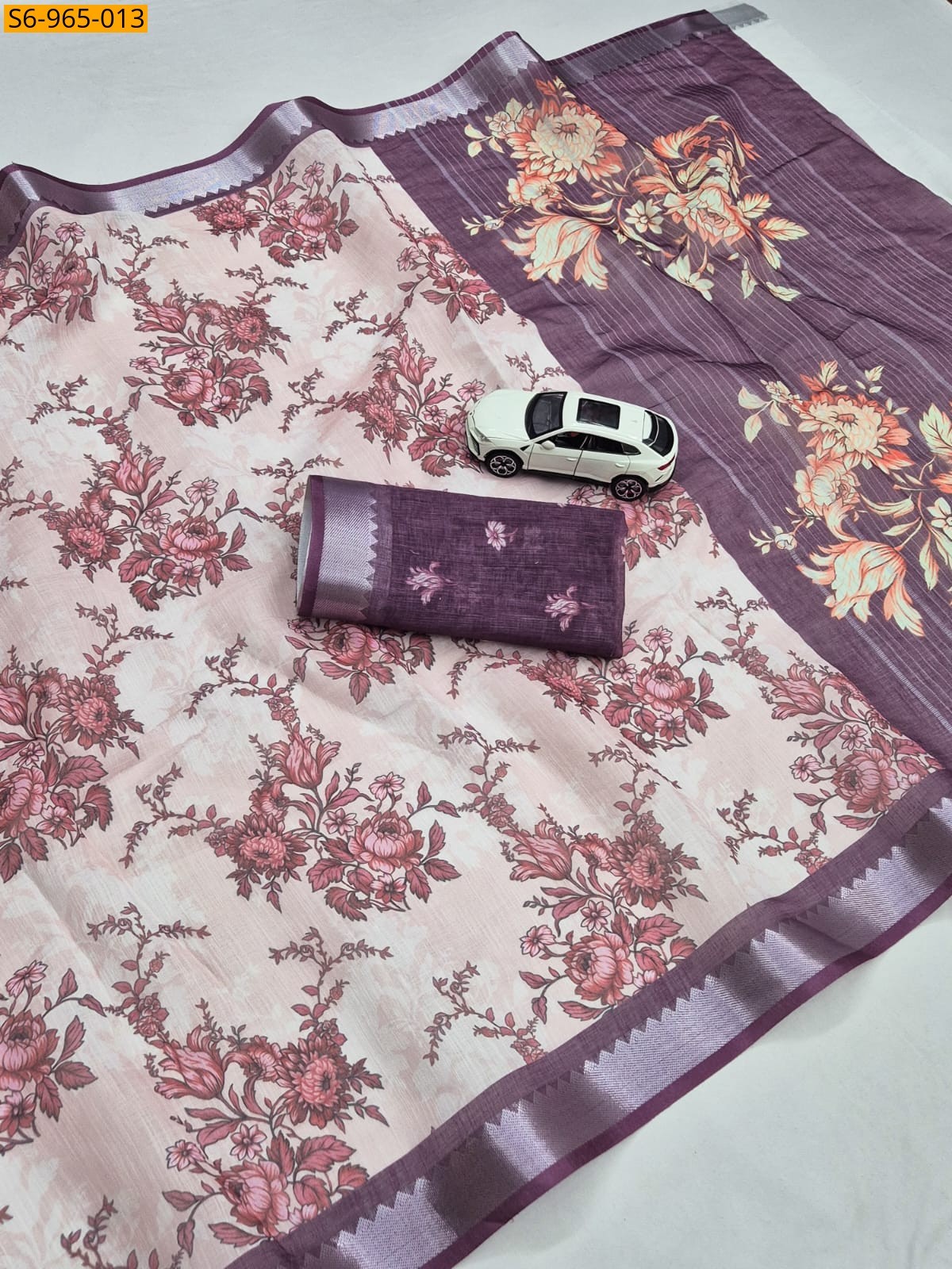 Off White Fancy Soft Linen Saree