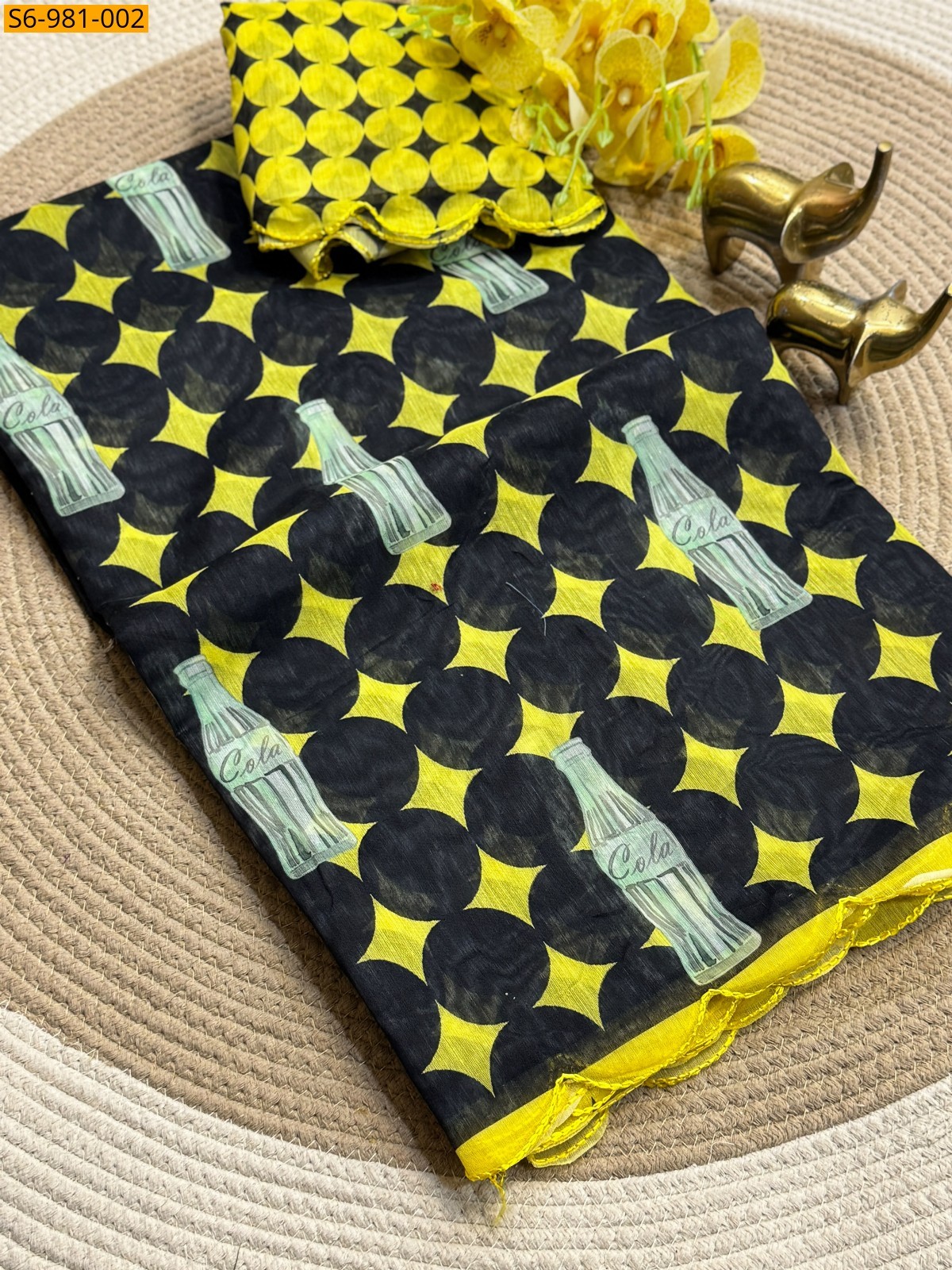 Yellow Fancy Soft chanderi Cotton Saree
