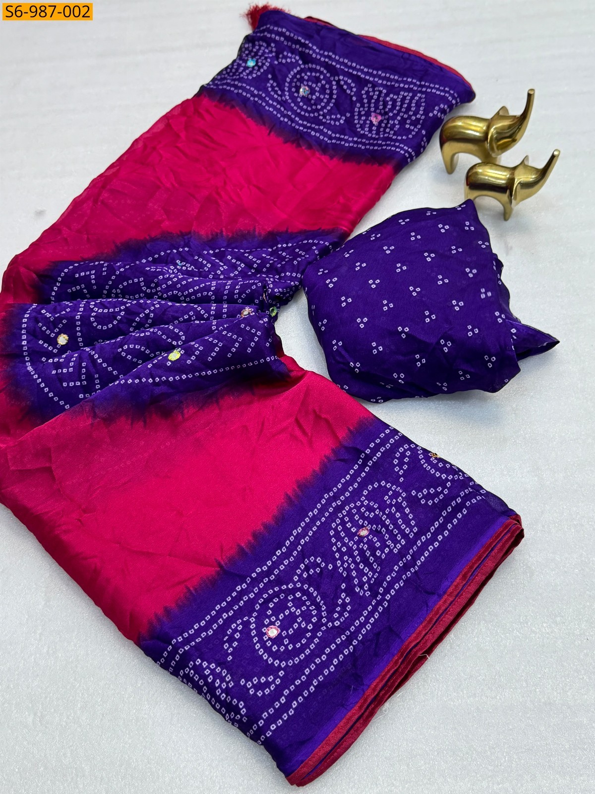 Pink Fancy Moss Bhandhani Printed Saree