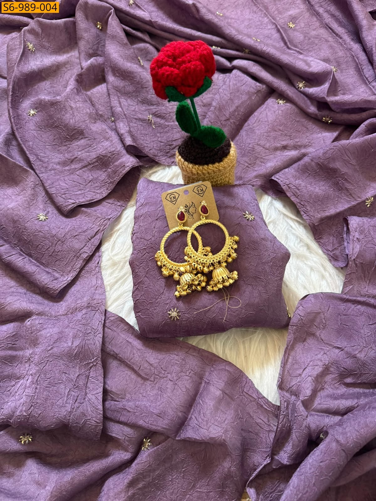 Lavender Fancy Rangoli Crush Saree