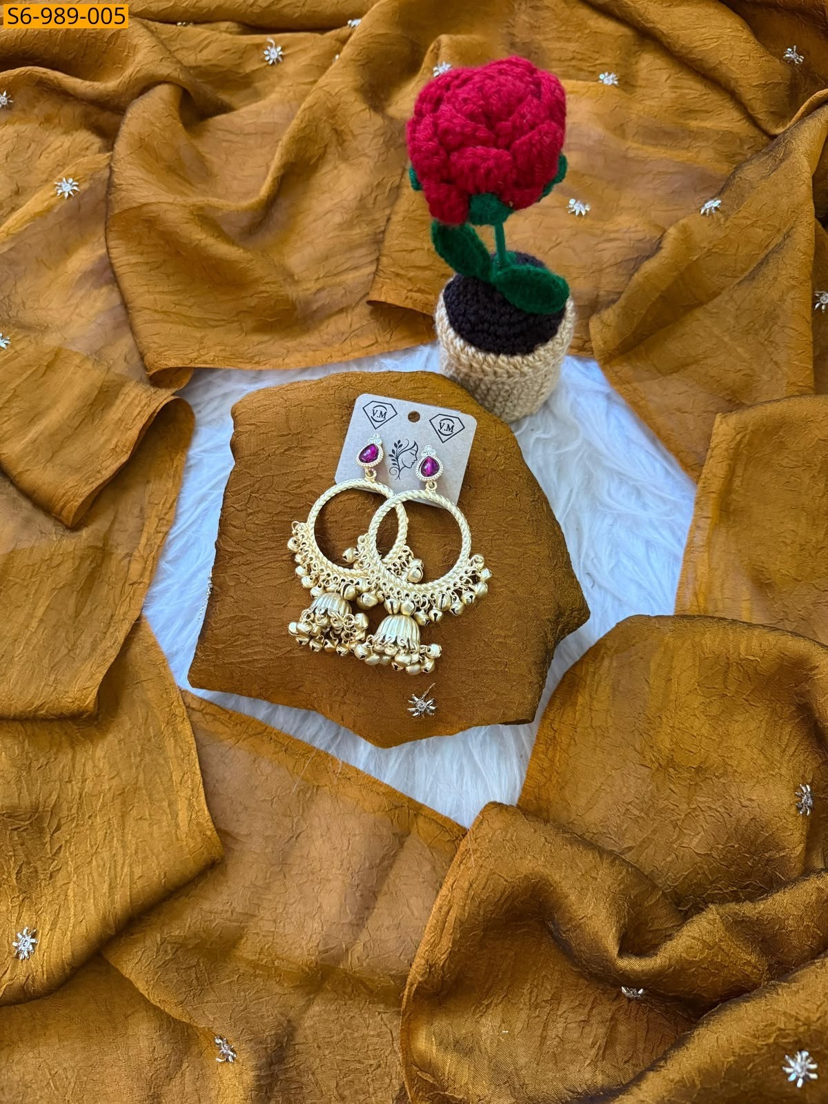 Mustard Fancy Rangoli Crush Saree