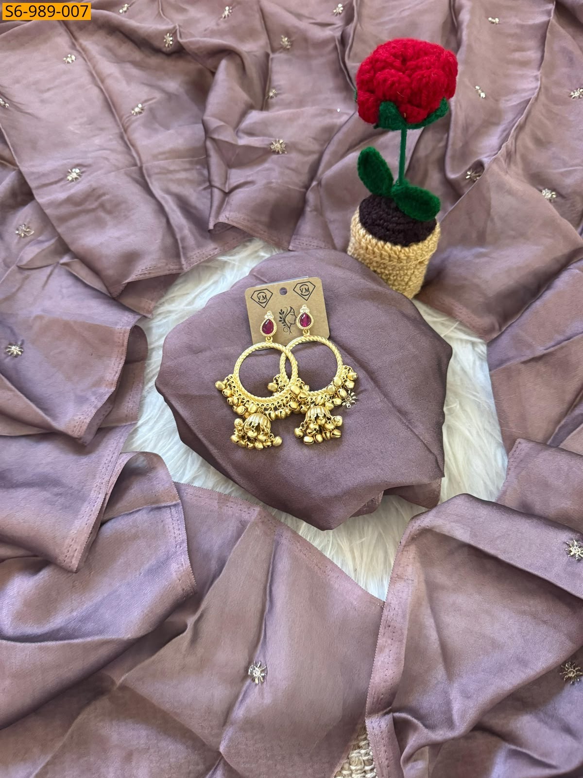 Onion Fancy Rangoli Crush Saree