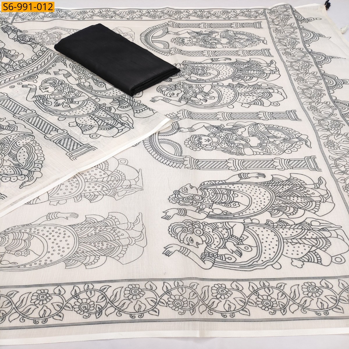 White Fancy Soft Linen Cotton Saree