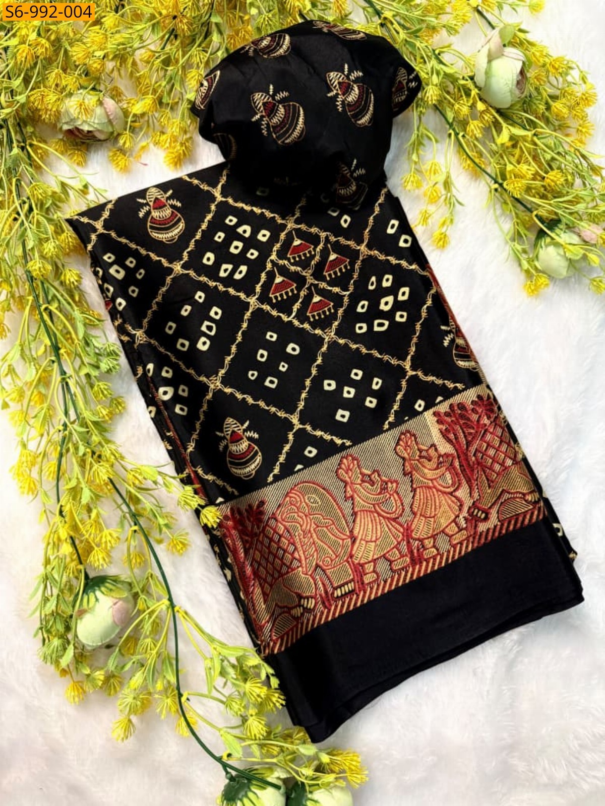Black Fancy Gajji Crepe Silk Saree