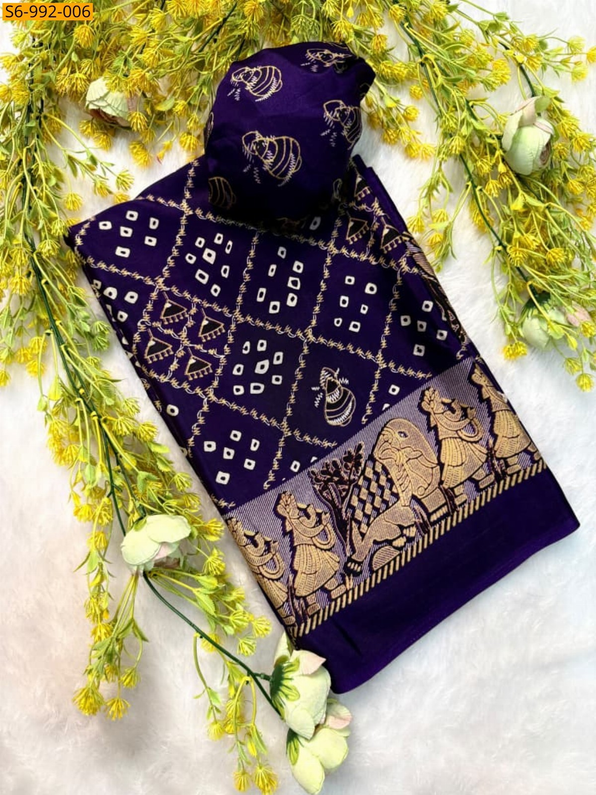 Violet Fancy Gajji Crepe Silk Saree