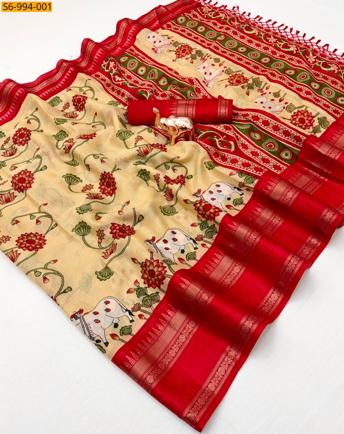 Beige Fancy Kota Doriya Saree