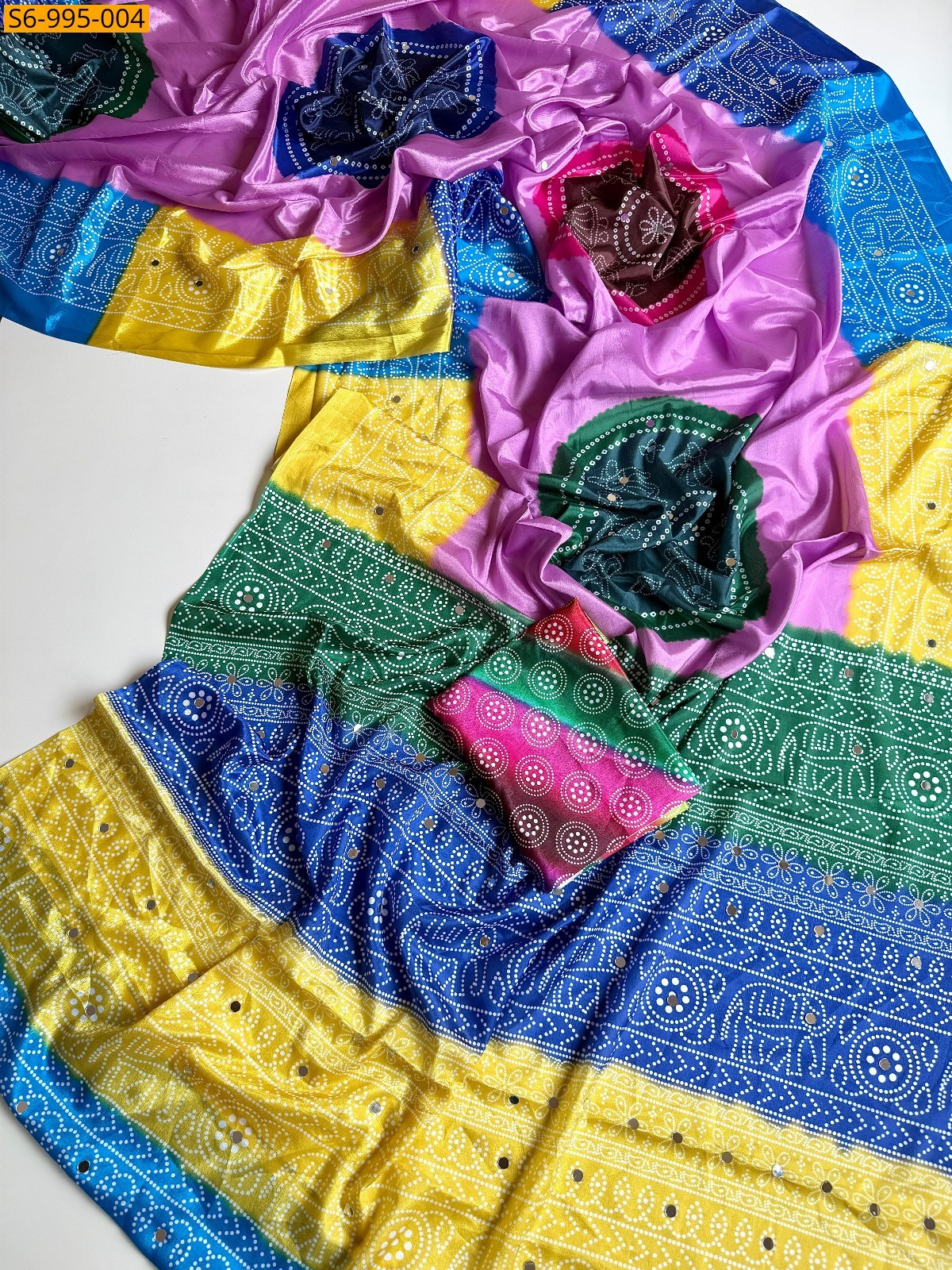 Pink Fancy Chinnon Mirror Work Saree