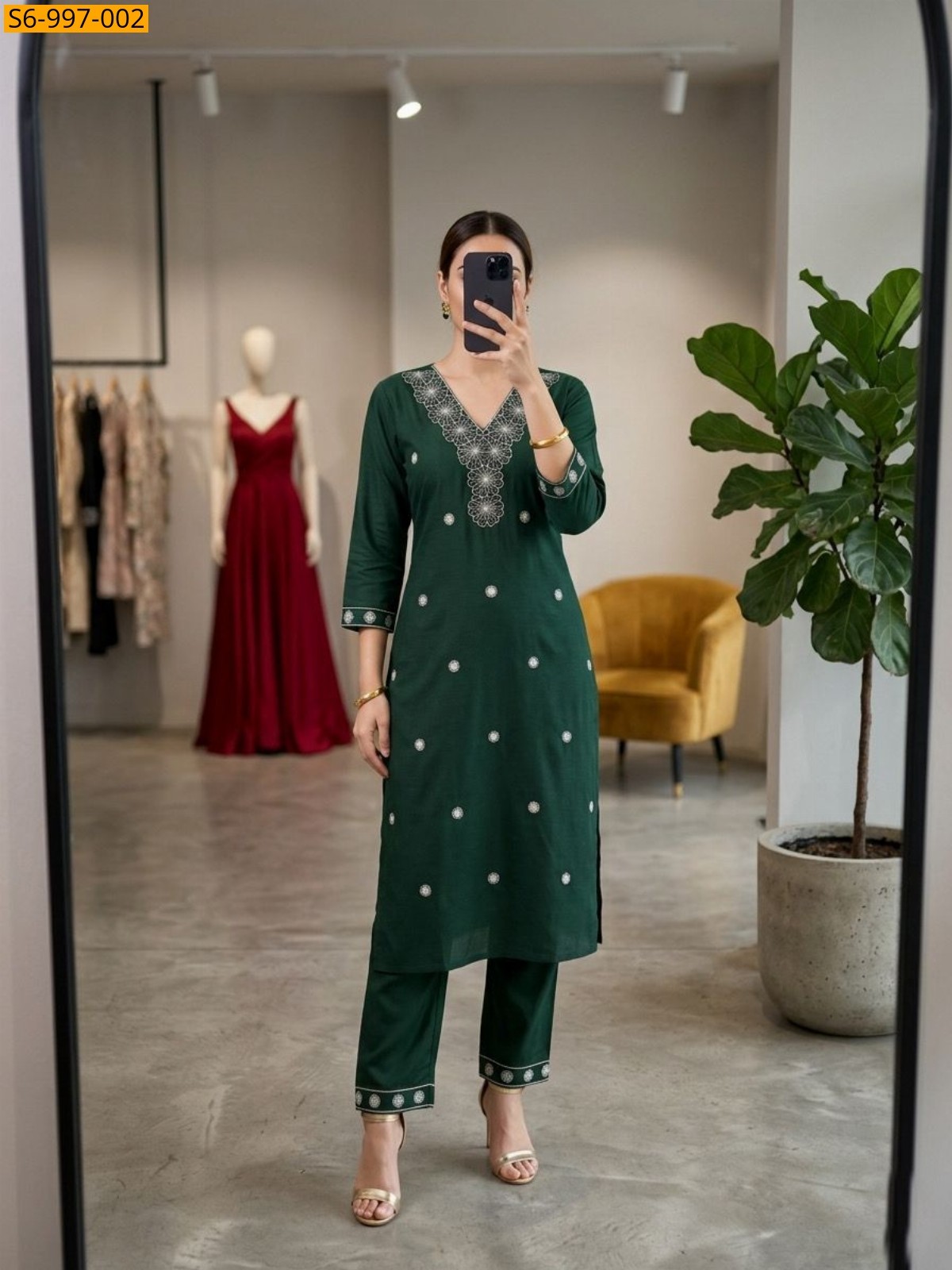 Green Fancy Bamboo Cotton Coord Set