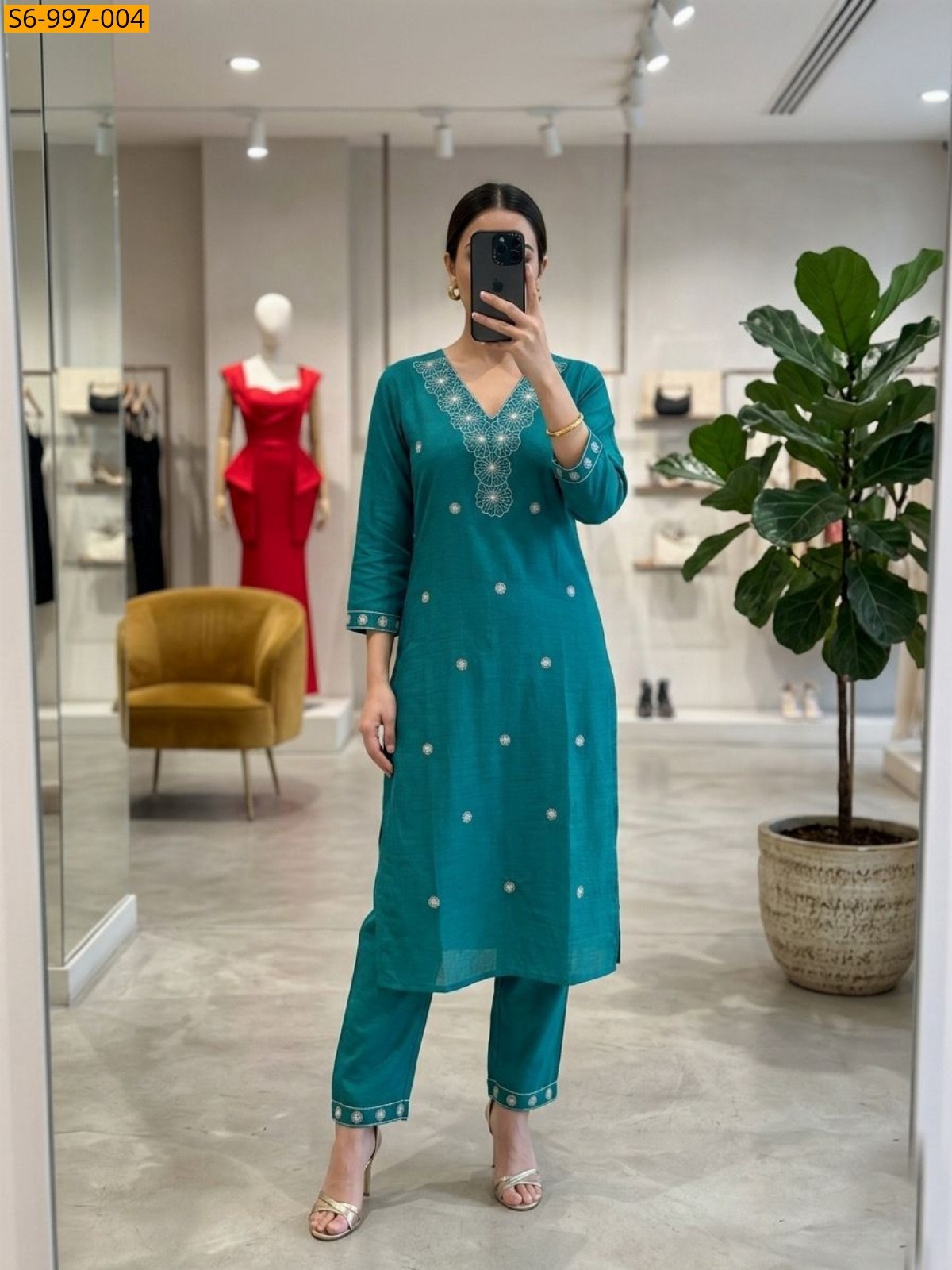 Blue Fancy Bamboo Cotton Coord Set