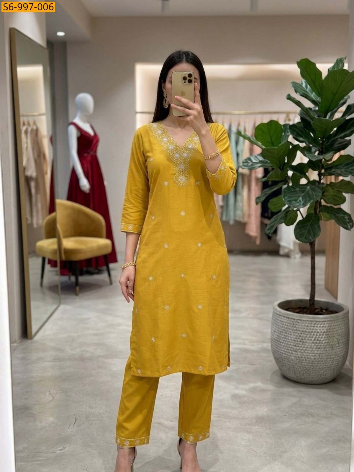 Yellow Fancy Bamboo Cotton Coord Set