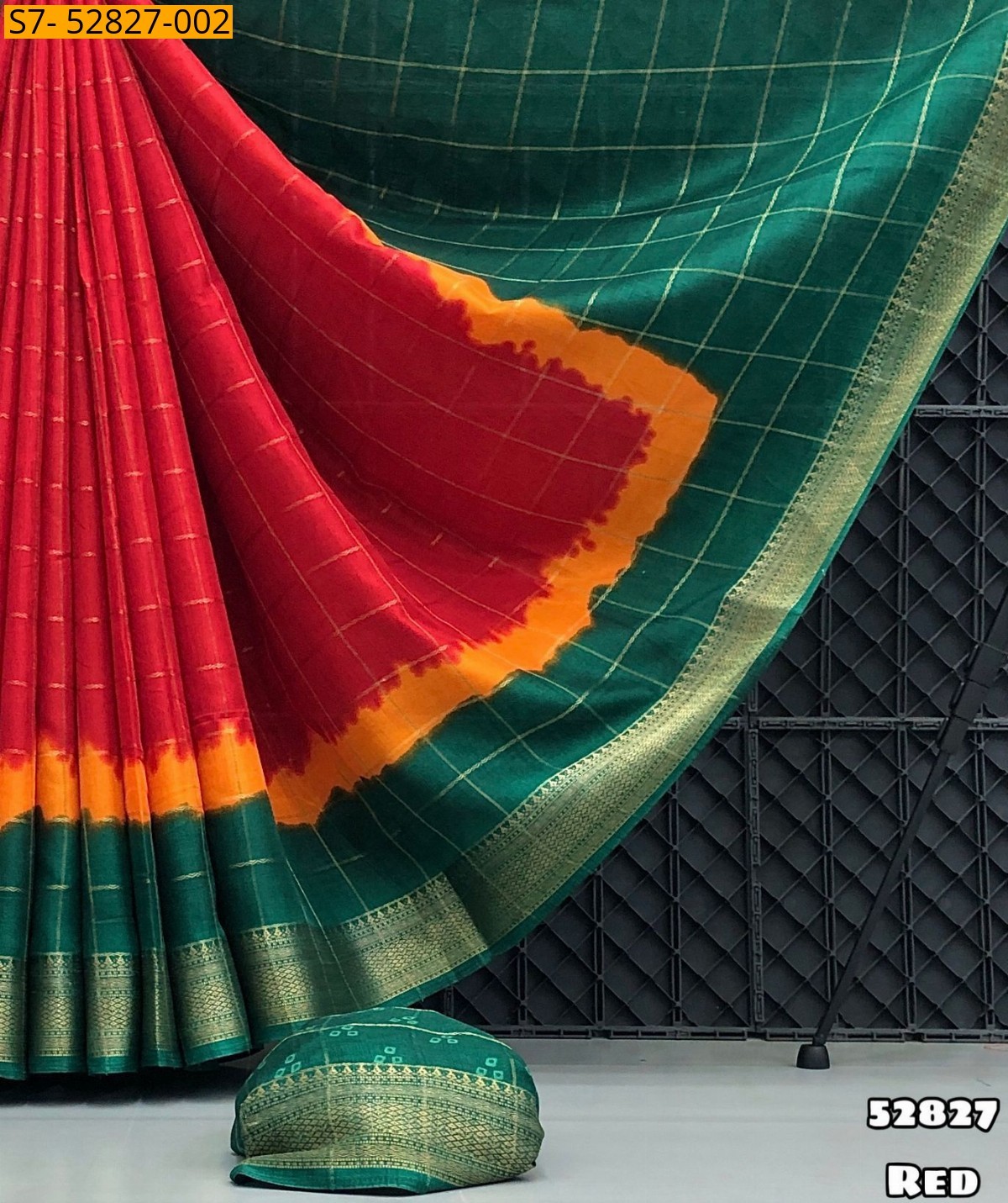 Red Dola silk printed saree