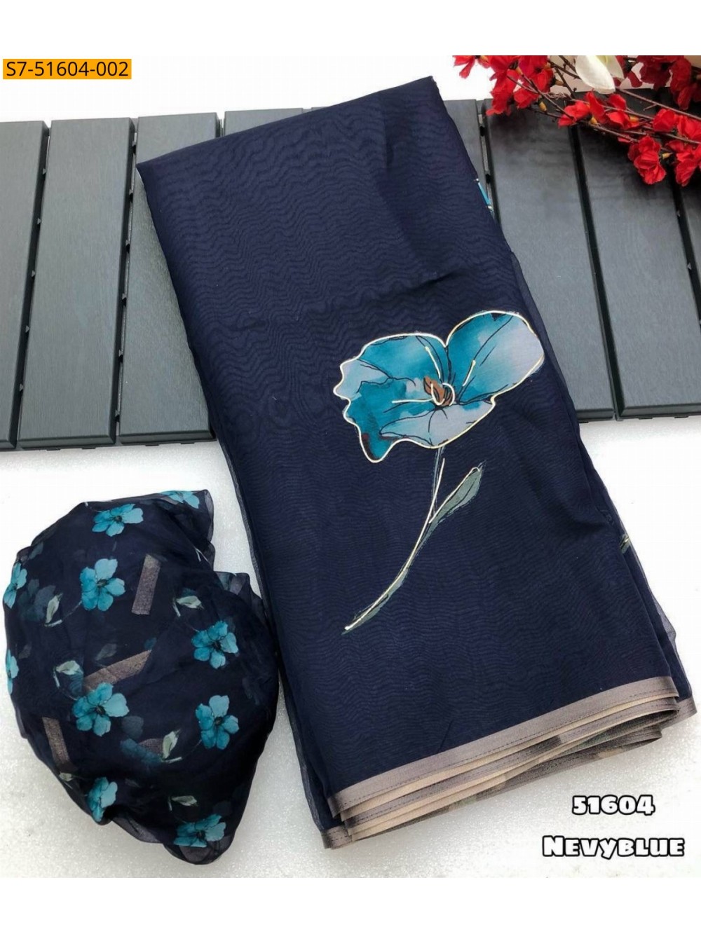 Navy Blue Fancy Organza sarees Navy Blue Fancy Organza sarees