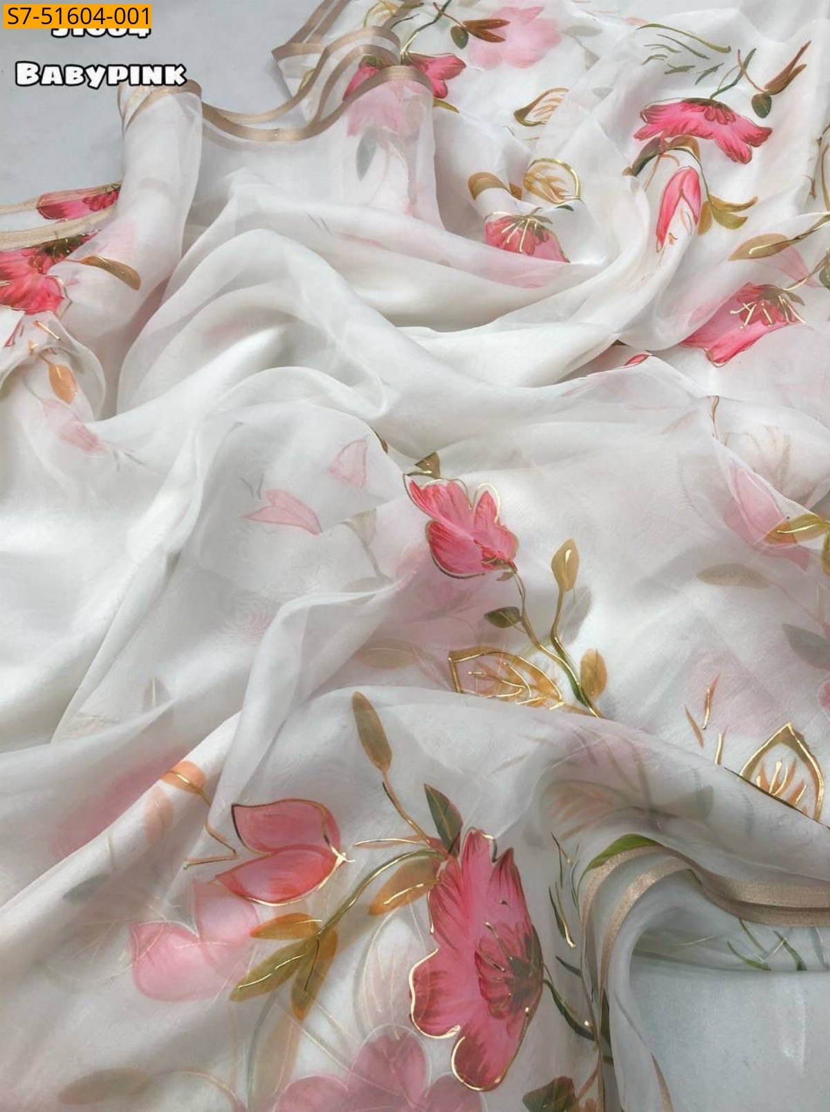 Baby Pink Fancy organza silk saree