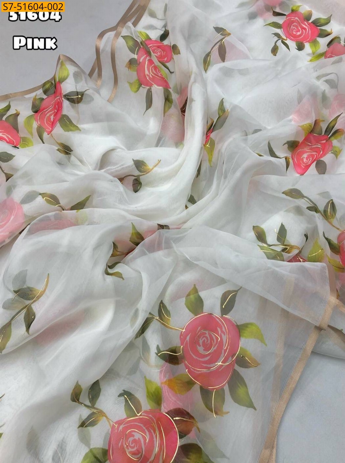Pink Fancy organza silk saree