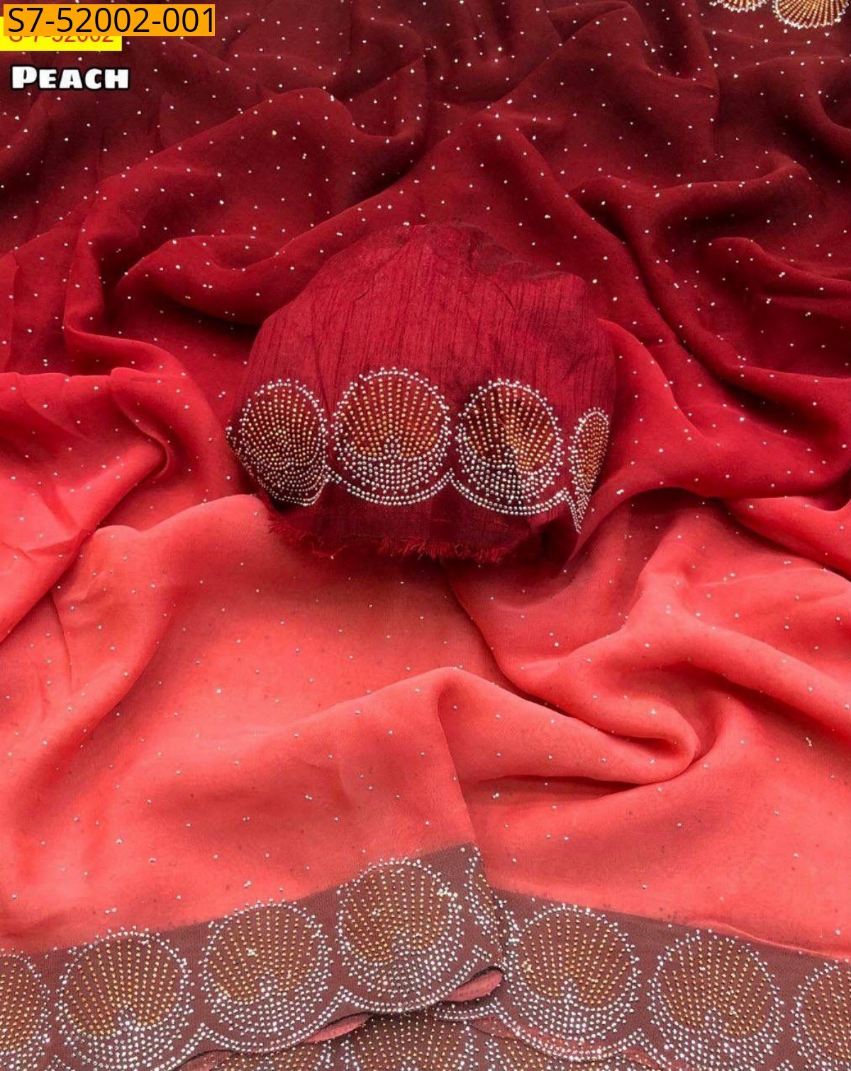 Peach Fancy Georgette Saree